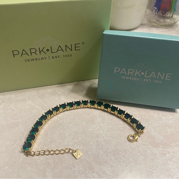 Park Lane Emerald Green and Gold Bracelet - Picture 2 of 3